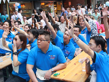 Octoberfest mood at the open-air concert in Wan Chai